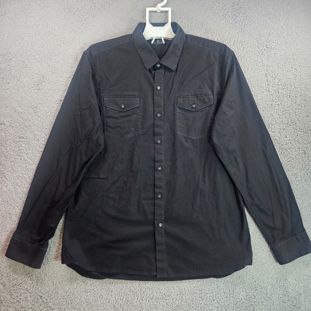 7 Diamonds Shirt Men Size XXL Button Up Long Sleeve Black‎ - XXL